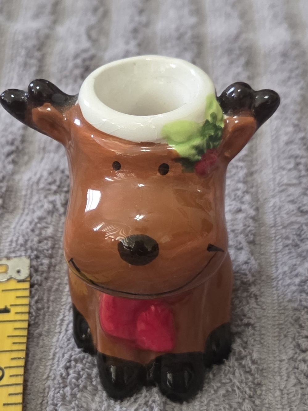 Vintage Christmas Moose Taper Candle Holder